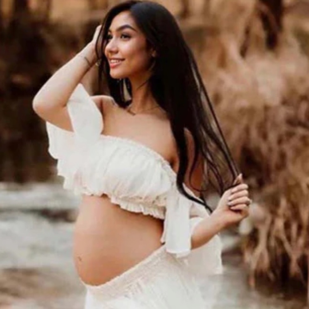 Elegant Off-Shoulder Maternity Dress